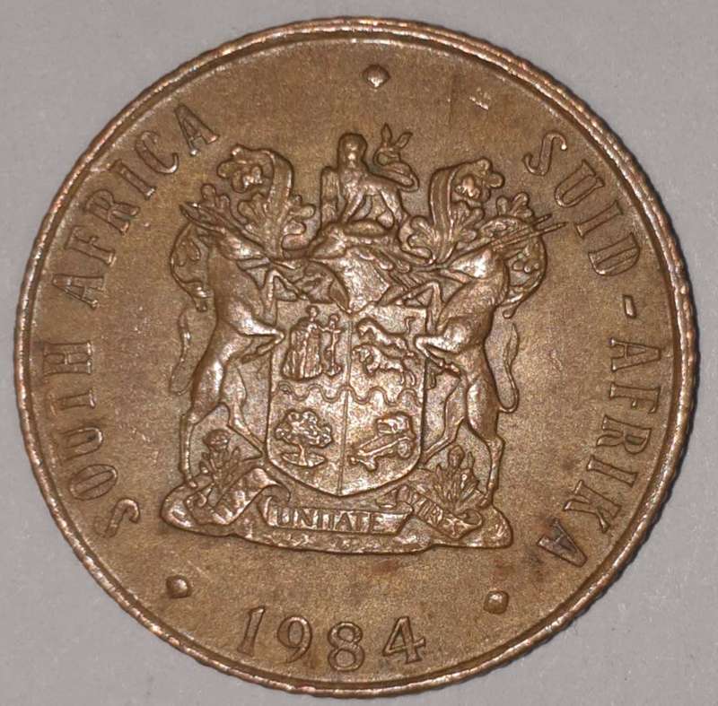 1984 - 2 CENT COIN (TWO CENT COIN) - RSA - BRONZE - KM#83 - BILINGUAL LEGEND - WILDEBEEST